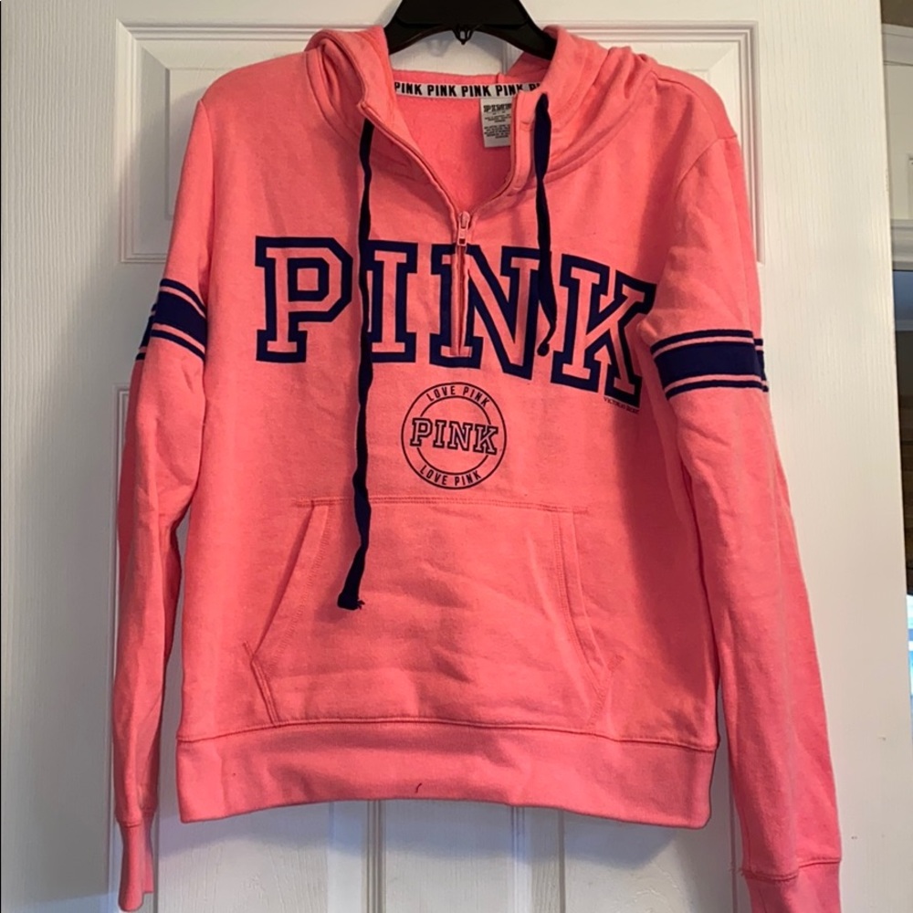 PINK 1/4 zip with good. Collegiate style. Size med